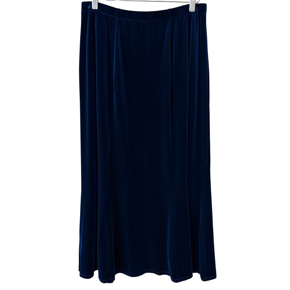 Dialogue Women Velvet Maxi A-Line Skirt Large Whimsigoth Holiday Jewel Teal Blue